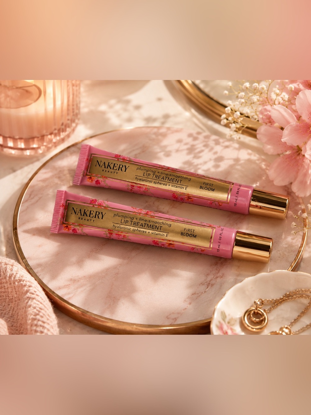 NAKERY Beauty Plumping + Line-Smoothing Lip Treatment FIRST BLOOM Set of 2